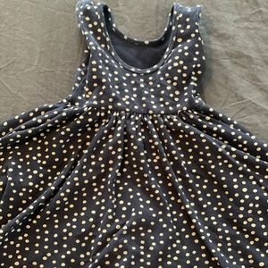 Navy blue twirl dress cream polka dots